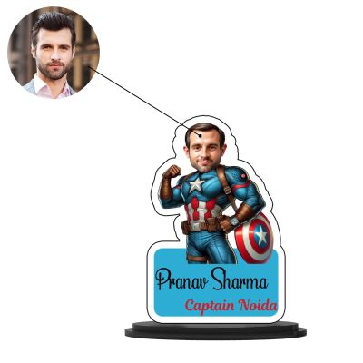 Personalized Captain America Caricature Customized Gift With Photo & Name  Gift for Friends & Family  Gift For Avengers Lover