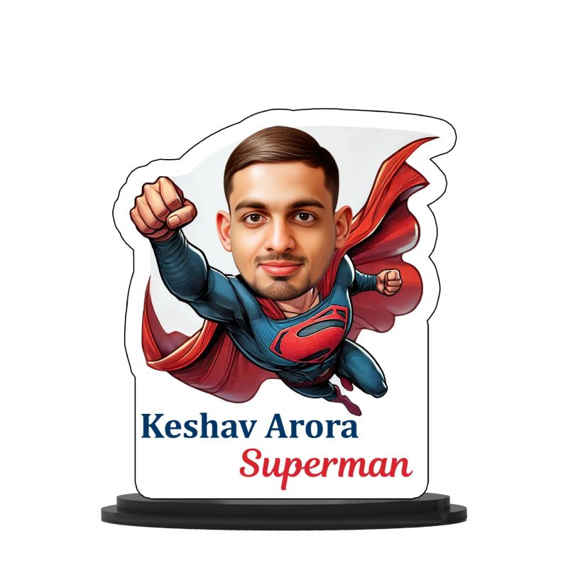 Personalised Superman Caricature Gifts Photo Frame Customized With Name & Photo Gift for Friends, Sister, Brother, BFF, Boyfriend Customised Gift for Birthday