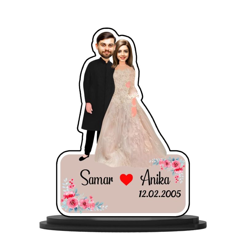 Personalized Couple Caricature  Customized With Name & Date  Best Gift for Couple on anniversary, wedding  Gift for Wife