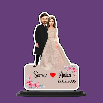 Personalized Couple Caricature  Customized With Name & Date  Best Gift for Couple on anniversary, wedding  Gift for Wife