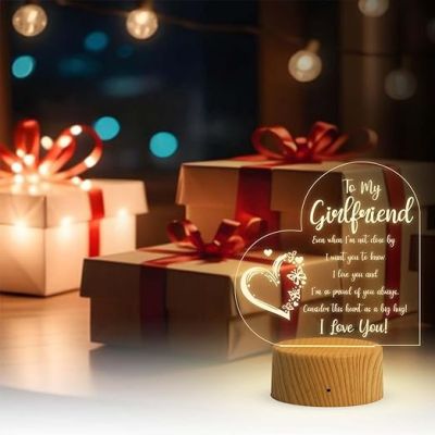 To My Girlfriend Engraved Night Lamp with Warm White Light  Valentine Day Gift for Girlfriend  Birthday Gift for Girlfriend  Surprise Gift for Girlfriend