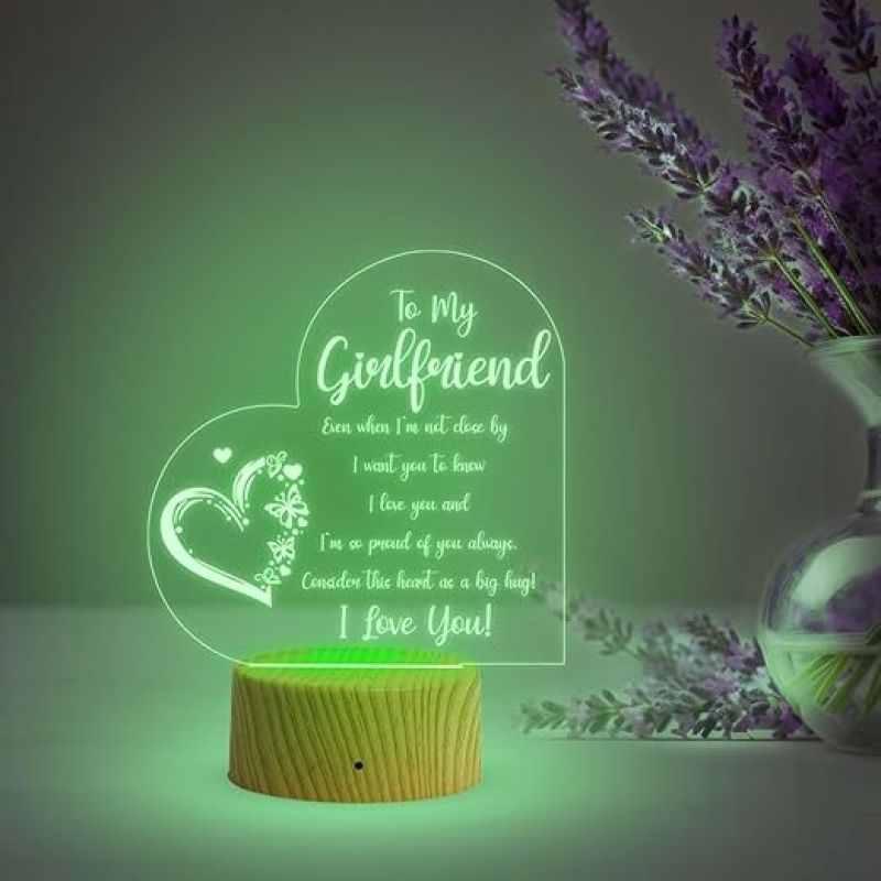 to My Girlfriend Engraved Night Lamp with Automatic Color Changing Light  Valentine Day Gift for Girlfriend  Birthday Gift for Girlfriend  Surprise Gift for Girlfriend