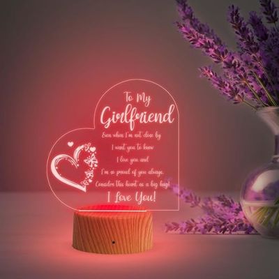 to My Girlfriend Engraved Night Lamp with Automatic Color Changing Light  Valentine Day Gift for Girlfriend  Birthday Gift for Girlfriend  Surprise Gift for Girlfriend