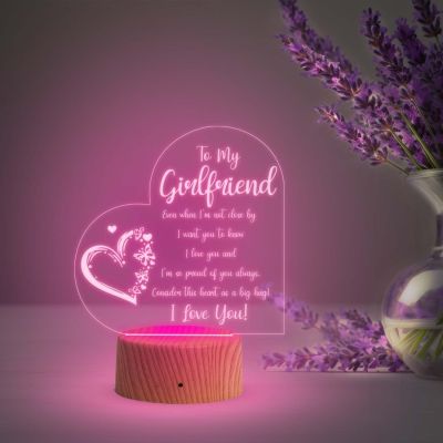 to My Girlfriend Engraved Night Lamp with Automatic Color Changing Light  Valentine Day Gift for Girlfriend  Birthday Gift for Girlfriend  Surprise Gift for Girlfriend