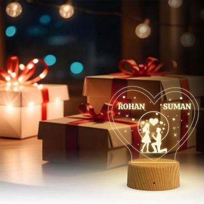 Personalized Couple Name Led Lamp with Warm White Light  Birthday Gift Lamp Decoration  Anniversary Gift for Wife Husband & Loveable Person (Heart Lamp with Name)