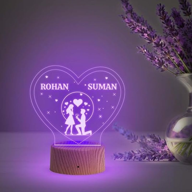 Personalized Name Led Lamp with Automatic Color Changing Light  Birthday Gift Lamp Decoration  Anniversary Gift for Wife Husband & Loveable Person (Heart Lamp with Name)