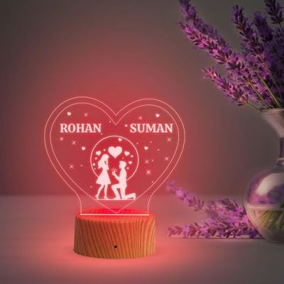 Personalized Name Led Lamp with Automatic Color Changing Light  Birthday Gift Lamp Decoration  Anniversary Gift for Wife Husband & Loveable Person (Heart Lamp with Name)
