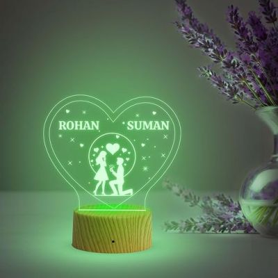 Personalized Name Led Lamp with Automatic Color Changing Light  Birthday Gift Lamp Decoration  Anniversary Gift for Wife Husband & Loveable Person (Heart Lamp with Name)