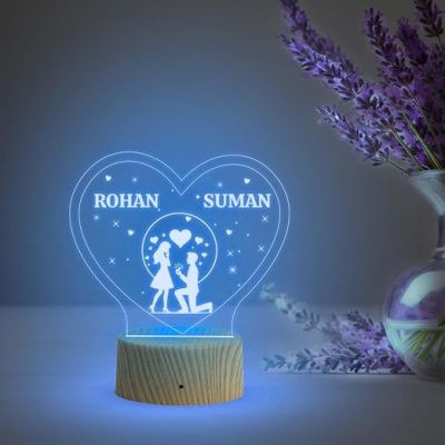 Personalized Name Led Lamp with Automatic Color Changing Light  Birthday Gift Lamp Decoration  Anniversary Gift for Wife Husband & Loveable Person (Heart Lamp with Name)
