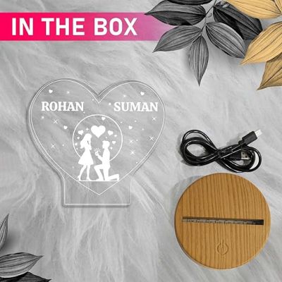 Personalized Name Led Lamp with Automatic Color Changing Light  Birthday Gift Lamp Decoration  Anniversary Gift for Wife Husband & Loveable Person (Heart Lamp with Name)