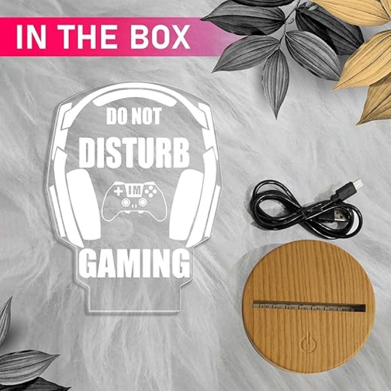 3D Illusion Do Not Disturb Gaming Night Lamp with Warm White Light  Gaming Room Decor Light  Gift for Gamer  Birthday Gift