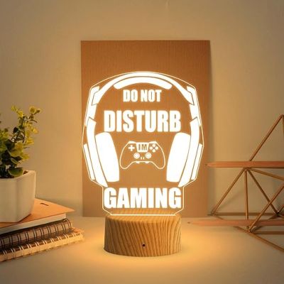 3D Illusion Do Not Disturb Gaming Night Lamp with Warm White Light  Gaming Room Decor Light  Gift for Gamer  Birthday Gift