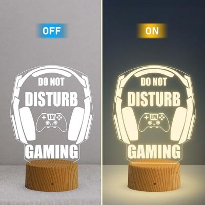 3D Illusion Do Not Disturb Gaming Night Lamp with Warm White Light  Gaming Room Decor Light  Gift for Gamer  Birthday Gift