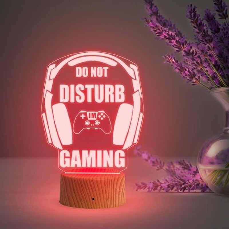 3D Illusion Do Not Disturb Gaming Night Lamp with Automatic Color Changing Light   Gaming Room Decor Light  Gift for Gamer  Birthday Gift