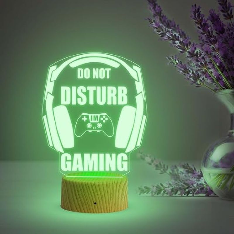 3D Illusion Do Not Disturb Gaming Night Lamp with Automatic Color Changing Light   Gaming Room Decor Light  Gift for Gamer  Birthday Gift