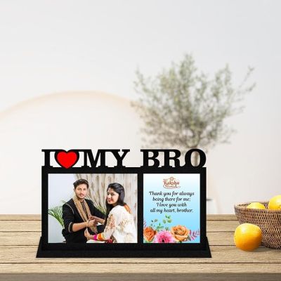 Personalized Photo Frame For Rakshabandha Gift  Customized With Photo & Text  Gift For Brother Sister  Best Gift For Rakhi  Gift For Bhai Dooj (I Love My Bro)