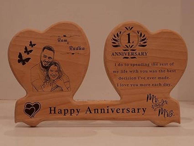 1st Anniversary Gift Personalized Wooden Photo Frame  Customized Gift for Wife  Anniversary Gift For Husband Wife Parents  Newly Married Couple Gift