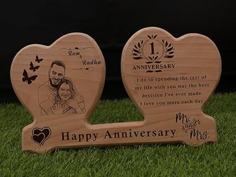 1st Anniversary Gift Personalized Wooden Photo Frame  Customized Gift for Wife  Anniversary Gift For Husband Wife Parents  Newly Married Couple Gift