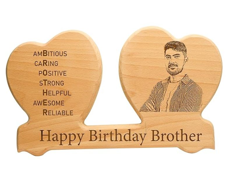 Personalized Birthday Gift For Brother Customized with Photo & Text  Birthday Gift For Bhai  Sorry Gift For Brother  Rakshabandhan Gift For Brother  Engraved Wooden Photo Frame