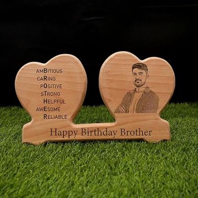 Personalized Birthday Gift For Brother Customized with Photo & Text  Birthday Gift For Bhai  Sorry Gift For Brother  Rakshabandhan Gift For Brother  Engraved Wooden Photo Frame