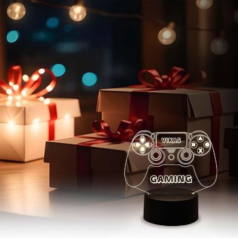 Personalized Name Lamp 3D Illusion Game Controller Night Lamp Table with Warm White Light  Gaming Room Decor Light  Gift for Gamer  Birthday Gift