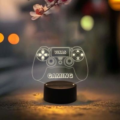 Personalized Name Lamp 3D Illusion Game Controller Night Lamp Table with Warm White Light  Gaming Room Decor Light  Gift for Gamer  Birthday Gift