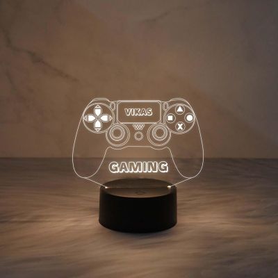 Personalized Name Lamp 3D Illusion Game Controller Night Lamp Table with Warm White Light  Gaming Room Decor Light  Gift for Gamer  Birthday Gift