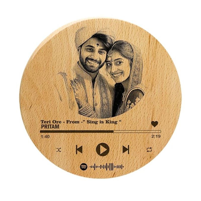 Personalized Engraved Wooden Photo Frame  Customized With Photo  Gift For Wedding Anniversary  Birthday Gift For Wife  Couple Gift (Spotify Plaque)