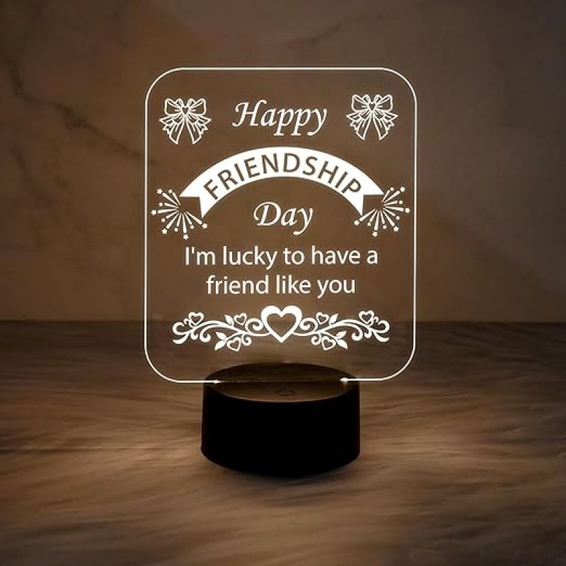 Happy Friendship Day Led Desk Table Lamp Gift for Friend  Warm White Light   Friendship Day Gifts Lamp