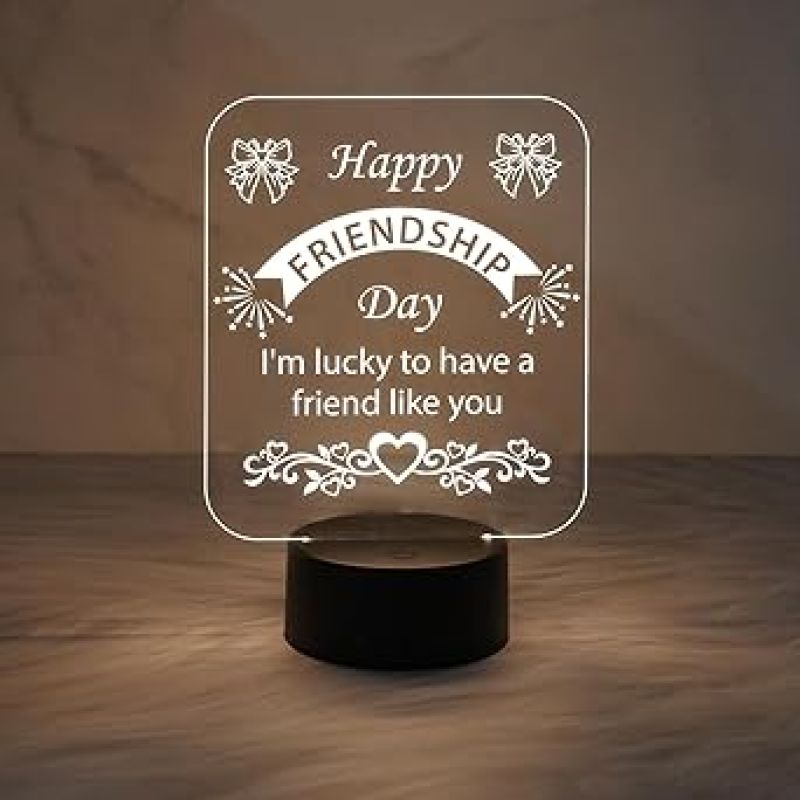 Happy Friendship Day Led Desk Table Lamp Gift for Friend  Warm White Light   Friendship Day Gifts Lamp