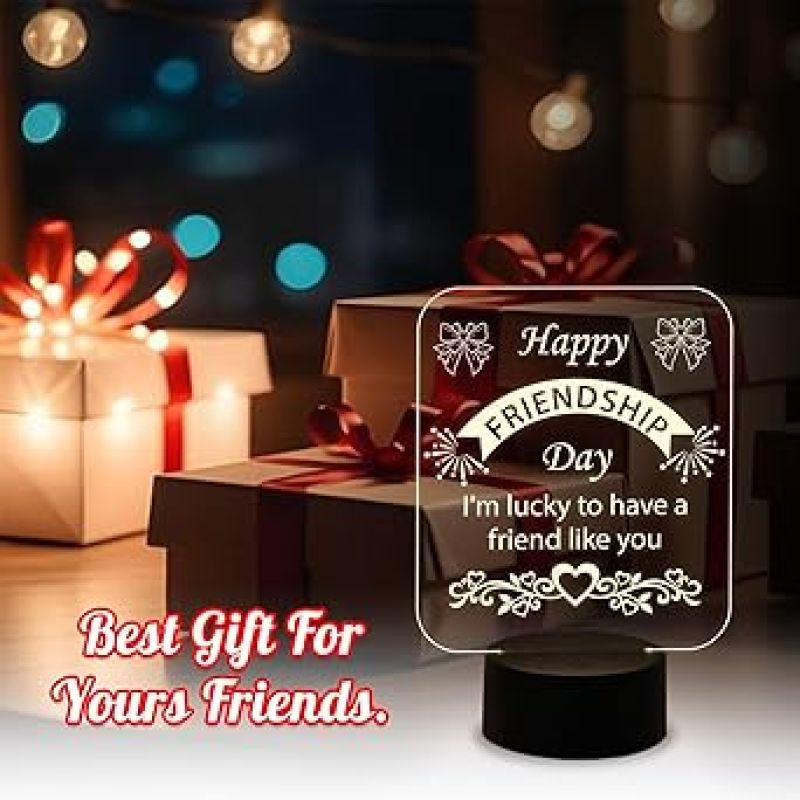 Happy Friendship Day Led Desk Table Lamp Gift for Friend  Warm White Light   Friendship Day Gifts Lamp