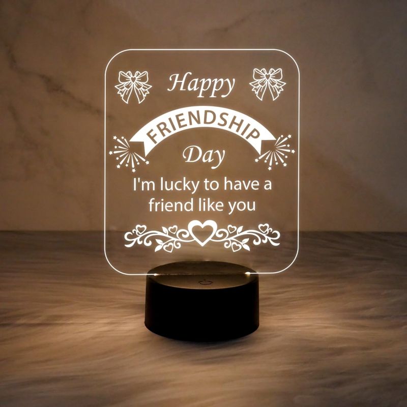 Happy Friendship Day Led Desk Table Lamp Gift for Friend  Warm White Light   Friendship Day Gifts Lamp