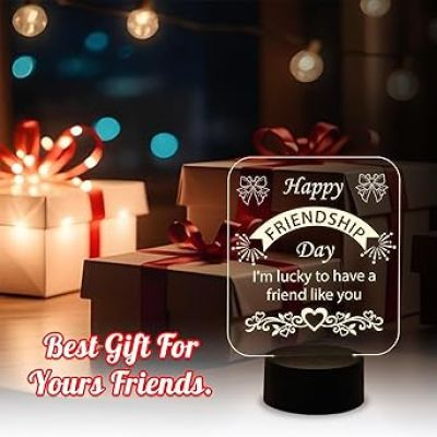 Happy Friendship Day Led Desk Table Lamp Gift for Friend  Warm White Light   Friendship Day Gifts Lamp