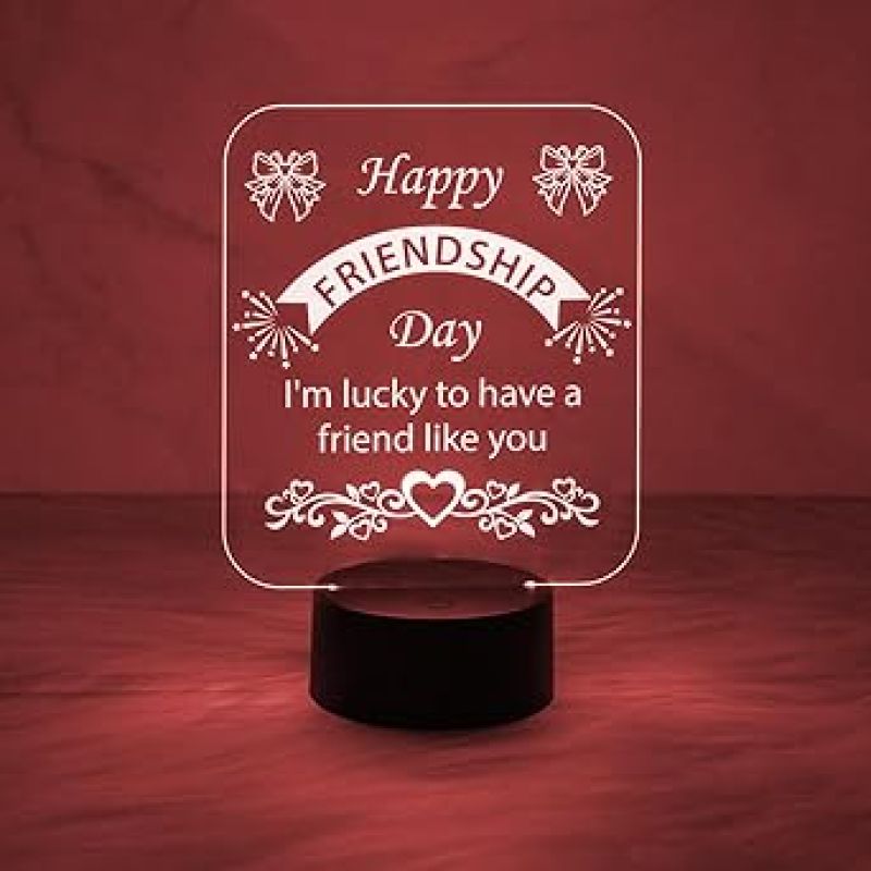 Happy Friendship Day Led Desk Table Lamp Gift for Friend  Automatic Color Changing Light   Friendship Day Gifts Lamp