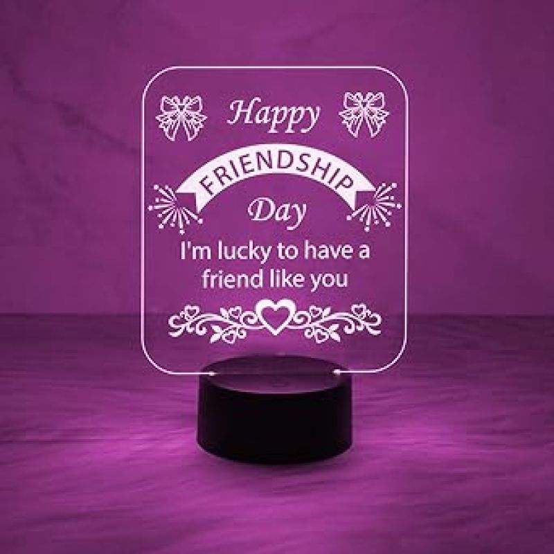 Happy Friendship Day Led Desk Table Lamp Gift for Friend  Automatic Color Changing Light   Friendship Day Gifts Lamp