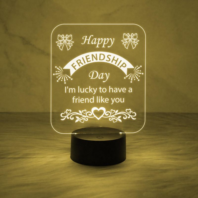 Happy Friendship Day Led Desk Table Lamp Gift for Friend  Automatic Color Changing Light   Friendship Day Gifts Lamp