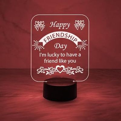 Happy Friendship Day Led Desk Table Lamp Gift for Friend  Automatic Color Changing Light   Friendship Day Gifts Lamp