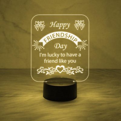 Happy Friendship Day Led Desk Table Lamp Gift for Friend  Automatic Color Changing Light   Friendship Day Gifts Lamp