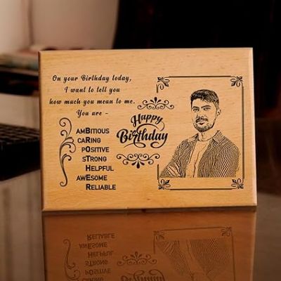 Personalized Happy Birthday Brother Photo Frame  Birthday Gift For Bhai  Rakshabandhan Gift for Brother  Sorry Gift for Bhai  Engraved Wooden Plaque