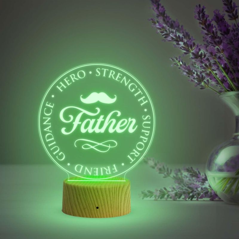 3D Illusion Acrylic Night Lamp Gift for Father  Birthday Gift for Dad  Automatic Color Changing Light  Surprise Gift for Dad  Fathers Day Gift for Dad