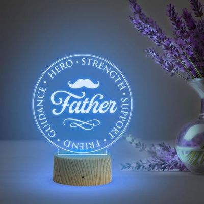 3D Illusion Acrylic Night Lamp Gift for Father  Birthday Gift for Dad  Automatic Color Changing Light  Surprise Gift for Dad  Fathers Day Gift for Dad