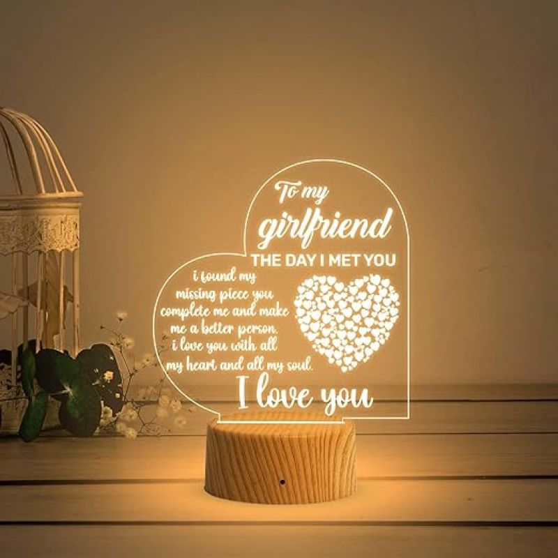 3D Illusion Lamp Gift to My Girlfriend I Love You Engraved Night Light with Warm White Light  Girlfriend Gifts on Valentine's Day  Birthday Gift for Girlfriend