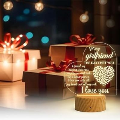 3D Illusion Lamp Gift to My Girlfriend I Love You Engraved Night Light with Warm White Light  Girlfriend Gifts on Valentine's Day  Birthday Gift for Girlfriend