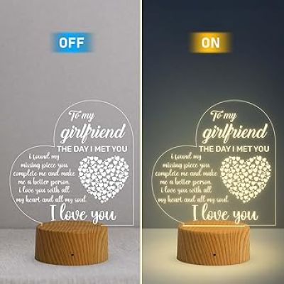 3D Illusion Lamp Gift to My Girlfriend I Love You Engraved Night Light with Warm White Light  Girlfriend Gifts on Valentine's Day  Birthday Gift for Girlfriend