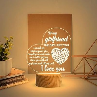 3D Illusion Lamp Gift to My Girlfriend I Love You Engraved Night Light with Warm White Light  Girlfriend Gifts on Valentine's Day  Birthday Gift for Girlfriend