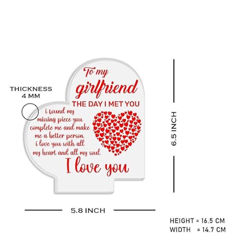 To My Girlfriend I Love You Engraved Night Light with Automatic Color Changing Light  Girlfriend Gifts on Valentine's Day  Birthday Gift for Girlfriend