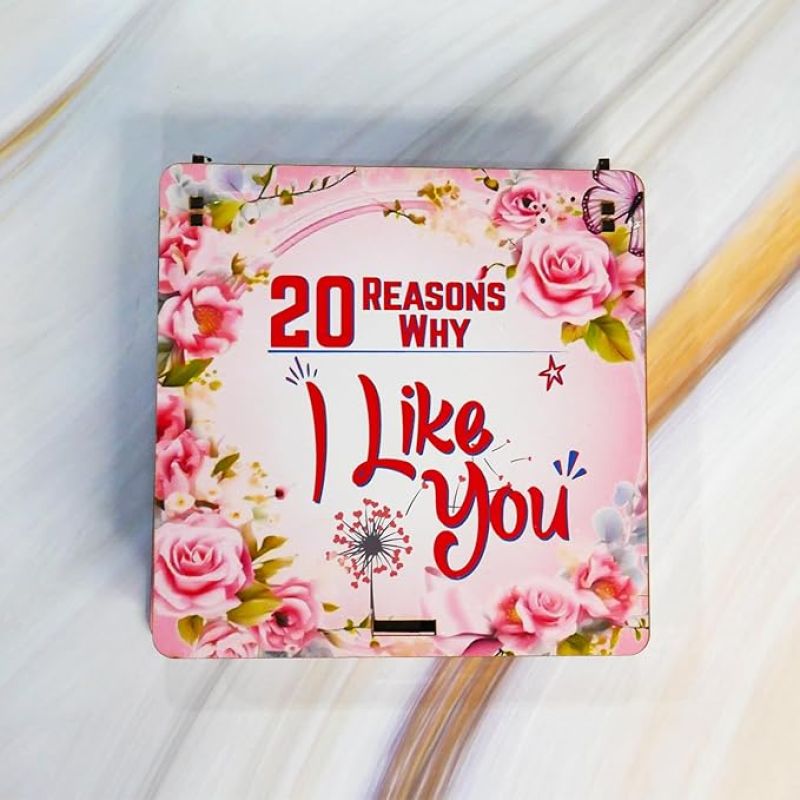 20 Reason Why I Like You Wooden Message Box  Valentine Gift for Girlfriend Boyfriend Husband Wife  Gift for Loveable Person  Birthday Gift