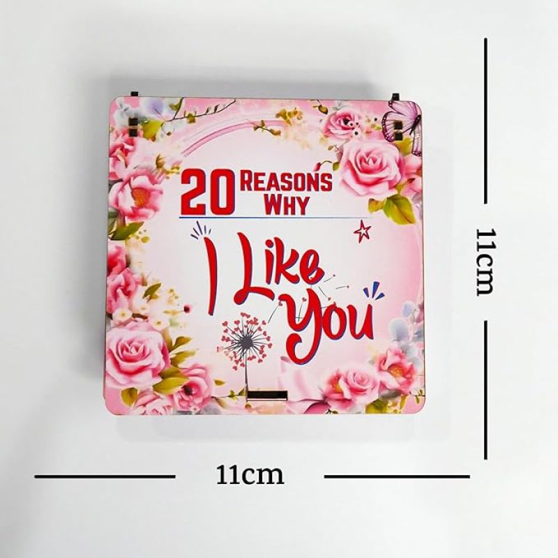 20 Reason Why I Like You Wooden Message Box  Valentine Gift for Girlfriend Boyfriend Husband Wife  Gift for Loveable Person  Birthday Gift
