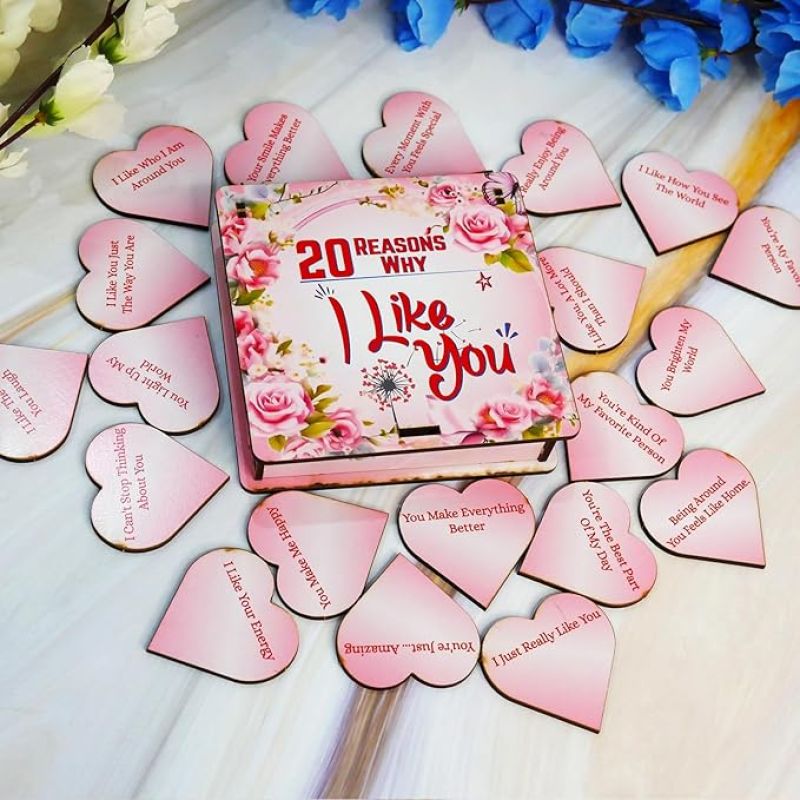 20 Reason Why I Like You Wooden Message Box  Valentine Gift for Girlfriend Boyfriend Husband Wife  Gift for Loveable Person  Birthday Gift