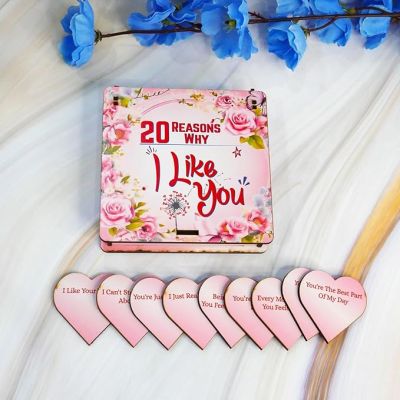 20 Reason Why I Like You Wooden Message Box  Valentine Gift for Girlfriend Boyfriend Husband Wife  Gift for Loveable Person  Birthday Gift
